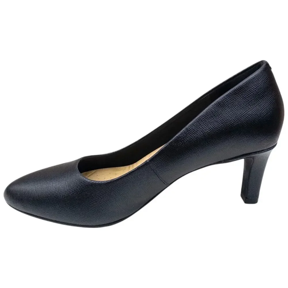 Clarks Artisian Black Textured Leather Heels Pumps Women's 5.5